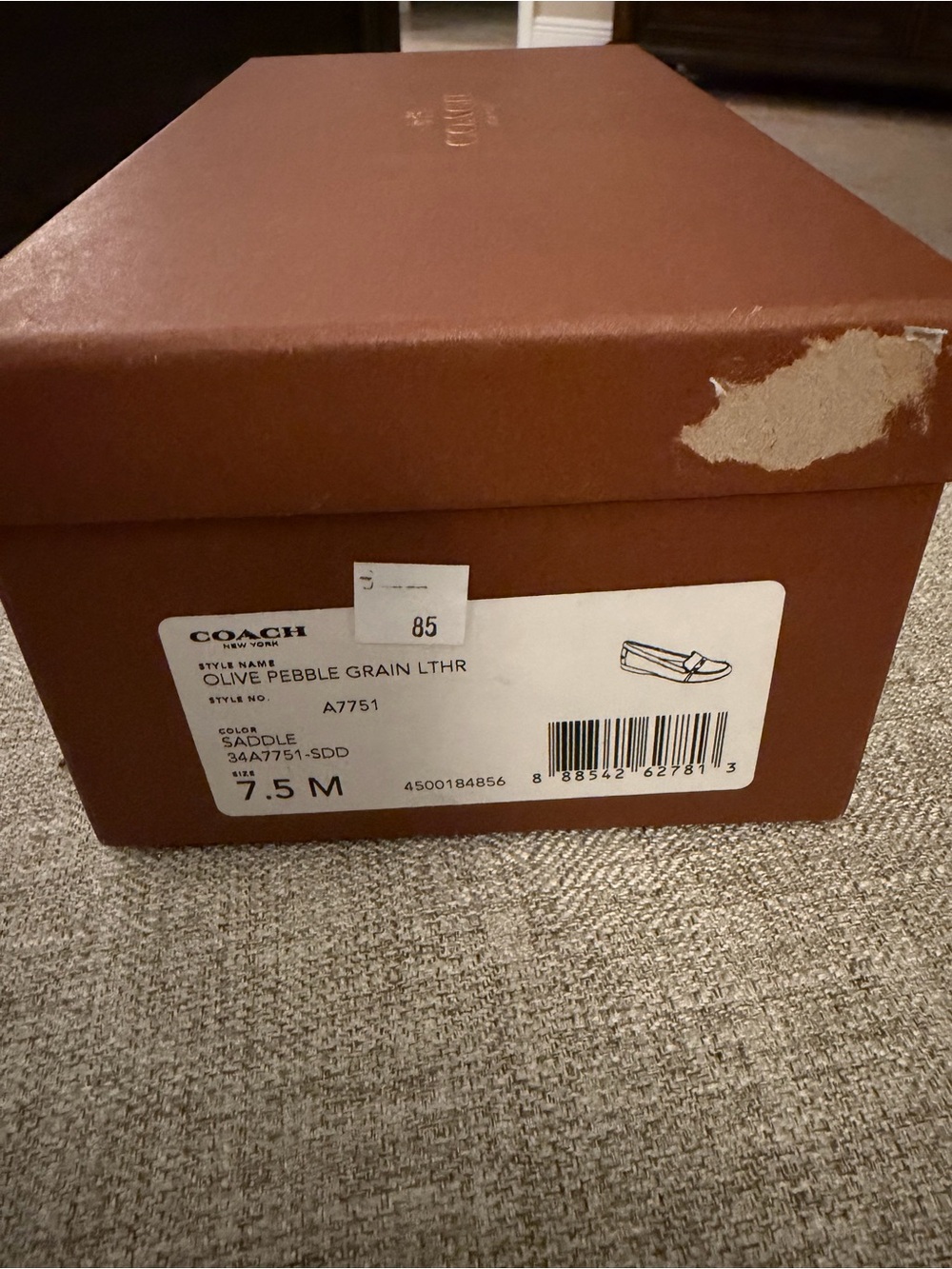 Coach Brown Leather Moccasin Loafers with Gold Plaque - Picture 7 of 10